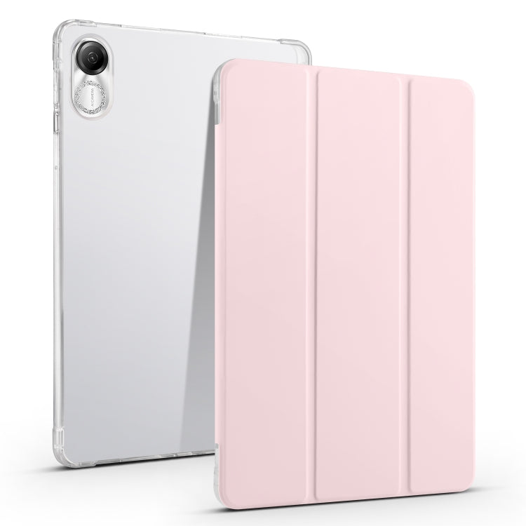 3-folding Transparent TPU Smart Leather Tablet Case Ice Pink - For Honor Pad X9 / Pad X8 Pro - MosAccessories